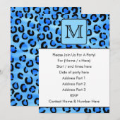 モノグパーソナライズされたラム、青豹紋様 招待状 (正面/裏面)