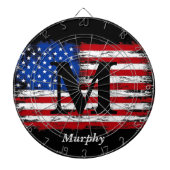 モノグパーソナライズされたラムUSA国旗7月パーティー4日 ダーツボード (正面)