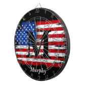 モノグパーソナライズされたラムUSA国旗7月パーティー4日 ダーツボード (正面右)