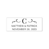 モノグパーソナライズされたラ結婚ムの名前と日付 ラバースタンプ (インプリント)