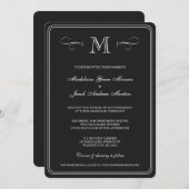 モノグフォーマルラム|白黒結婚 招待状 (正面/裏面)