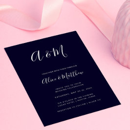 モノグモダンエレガントラム海軍ホワ結婚イト 招待状