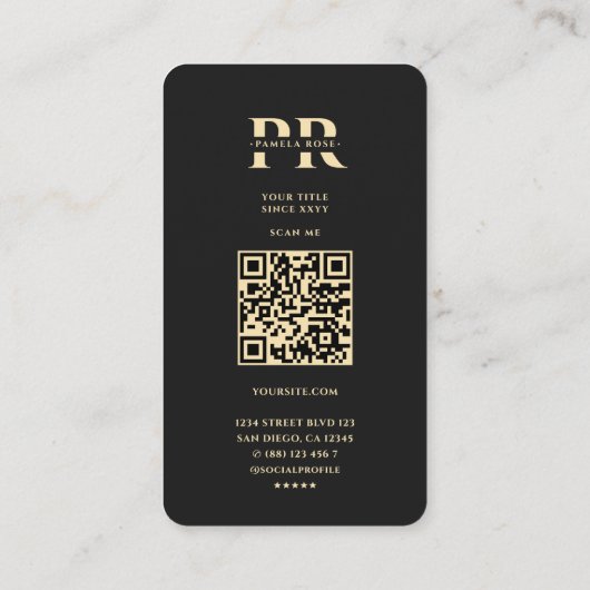 モノグモダンエレガントラムPフローラブラック金ゴールド 名刺 (裏面)