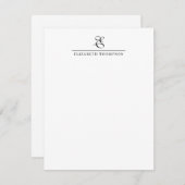 モノグモダンスタイリッシュラム名(縦) ノートカード (正面/裏面)