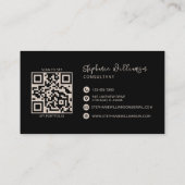 モノグモダンスタイリッシュラムQRコードミニマルブラック 名刺 (裏面)