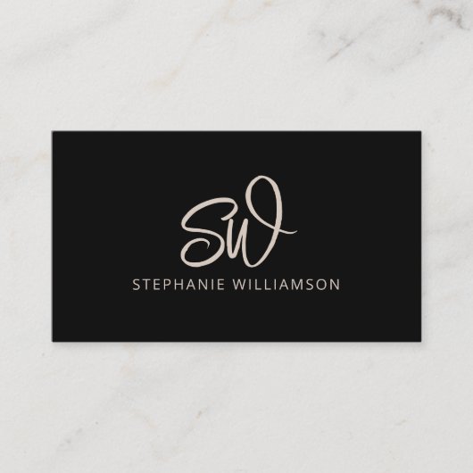 モノグモダンスタイリッシュラムQRコードミニマルブラック 名刺 (正面)