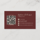 モノグモダンスタイリッシュラムQRコードミニマルブリック赤 名刺 (裏面)