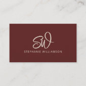 モノグモダンスタイリッシュラムQRコードミニマルブリック赤 名刺 (正面)