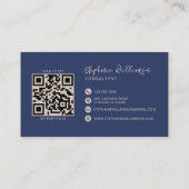 モノグモダンスタイリッシュラムQRコードミニマル海軍 名刺 (裏面)