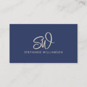 モノグモダンスタイリッシュラムQRコードミニマル海軍 名刺 (正面)