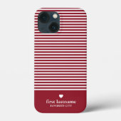 モノグモダンストライプラムのハートでカラーを編集できる Case-Mate iPhoneケース (裏面)