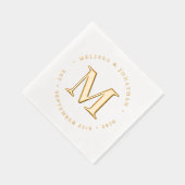 モノグモダンラエレガントパーソナライズされた結婚グラム金ゴールド 箔ナプキン (右)