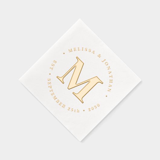 モノグモダンラエレガントパーソナライズされた結婚グラム金ゴールド 箔ナプキン (右)