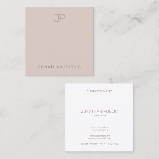 モノグモダンラエレガントムテンプレートトレンディー スクエア名刺 (正面/裏面)