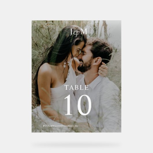 モノグモダンラ結婚ムのフォトテーブル番号 アクリルサイン (正面)