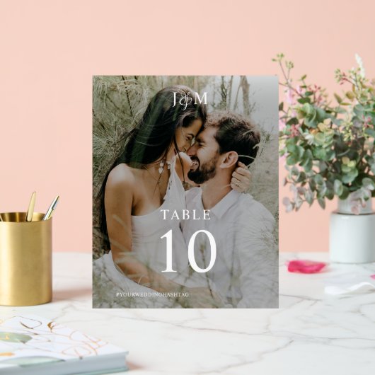 モノグモダンラ結婚ムのフォトテーブル番号 アクリルサイン (ウェディング)