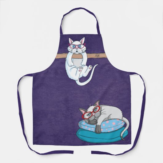 モノグラおもしろいムお洒落ネコトレンディーモダン エプロン (正面)