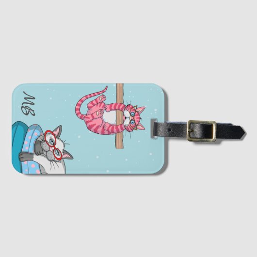 モノグラおもしろいムお洒落ネコトレンディーモダン ラゲッジタグ (正面横)