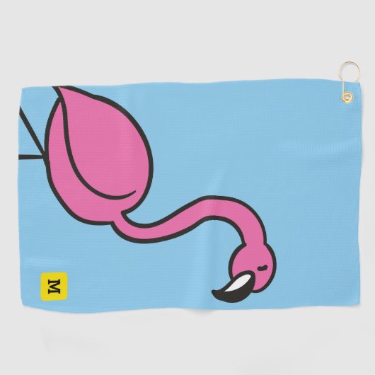 モノグラおもしろいムカウトピンクドードルトロピカルフラミンゴ ゴルフタオル (横)