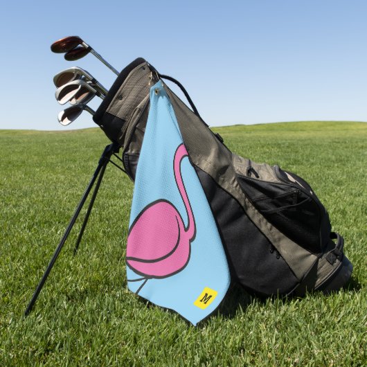 モノグラおもしろいムカウトピンクドードルトロピカルフラミンゴ ゴルフタオル (グリーン)