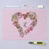 モノグラお洒落ム数々のを持つ色の花ハート 薄葉紙 (クラフト)