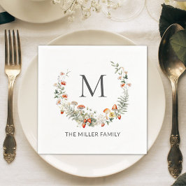 モノグラお洒落ム水色フローラ植物学 スタンダードカクテルナプキン