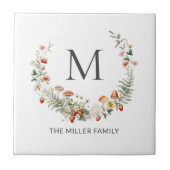 モノグラお洒落ム水色フローラ植物学 タイル (正面)