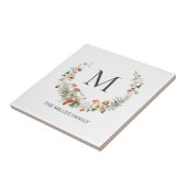 モノグラお洒落ム水色フローラ植物学 タイル (側面)