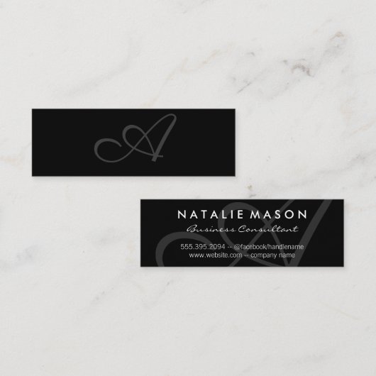 モノグラお洒落ム/ブラック（エグゼクティブ） スキニー名刺 (正面/裏面)