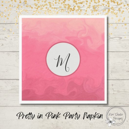 モノグラかわいらしムでピンク色に スタンダードランチョンナプキン