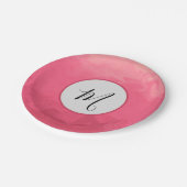 モノグラかわいらしムでピンク色に ペーパープレート (アングル)