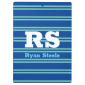 モノグラはっきりしたムと名前、中古ティール（緑がかった色）ライン深い青 クリップボード (裏面)