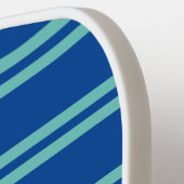 モノグラはっきりしたムと名前、中古ティール（緑がかった色）ライン深い青 ピックルボールラケット (左詳細)