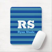 モノグラはっきりしたムと名前、中古ティール(緑がかった色)ライン深い青 マウスパッド (マウス)