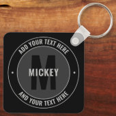 モノグラはっきりしたムと文字 |黒とグレー キーホルダー (裏面)