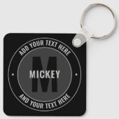 モノグラはっきりしたムと文字 |黒とグレー キーホルダー (裏面)