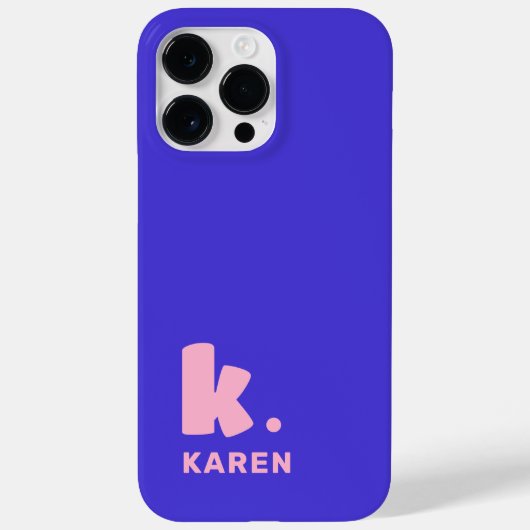 モノグラはっきりしたムイニシャルと名前blue pink Case-Mate iPhoneケース (裏面)