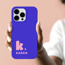 モノグラはっきりしたムイニシャルと名前blue pink Case-Mate iPhone 14 pro maxケース