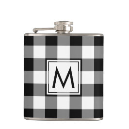 モノグラはっきりしたム付き白黒格子模様 フラスク