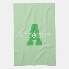 モノグラはっきりしたム | 淡い色の&ケリーグリーン キッチンタオル