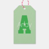 モノグラはっきりしたム | 淡い色の&ケリーグリーン ギフトタグ (正面)