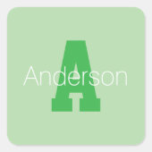 モノグラはっきりしたム | 淡い色の&ケリーグリーン スクエアシール (正面)