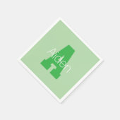 モノグラはっきりしたム | 淡い色の&ケリーグリーン スタンダードカクテルナプキン (角)