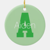 モノグラはっきりしたム | 淡い色の&ケリーグリーン セラミックオーナメント (裏面)