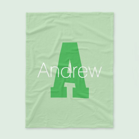 モノグラはっきりしたム | 淡い色の&ケリーグリーン フリースブランケット