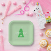 モノグラはっきりしたム | 淡い色の&ケリーグリーン ペーパープレート (パーティー)