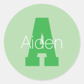 モノグラはっきりしたム | 淡い色の&ケリーグリーン ラウンドシール (正面)