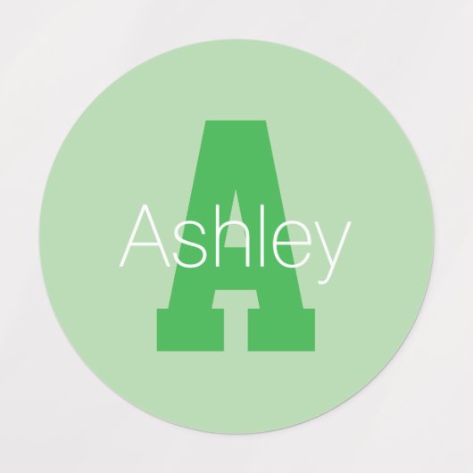 モノグラはっきりしたム | 淡い色の&ケリーグリーン ラベル (デザイン1)