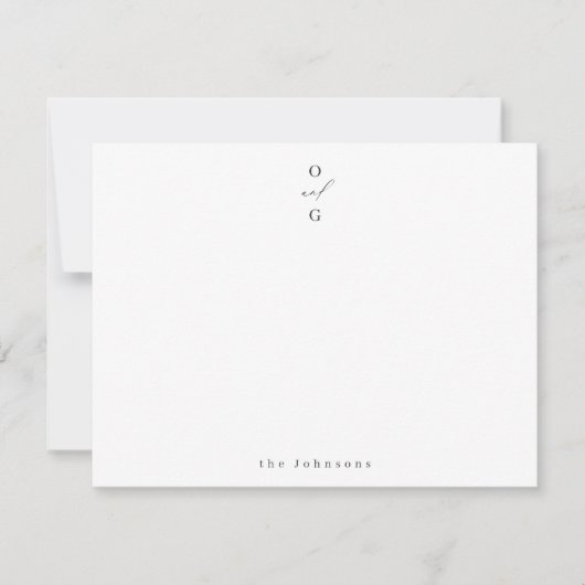 モノグラエレガントパーソナライズされたム文ミニマル具 ノートカード (正面)