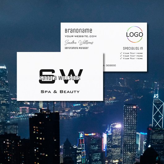 モノグラエレガントムとロクラシックゴを含むプレーン白い 名刺